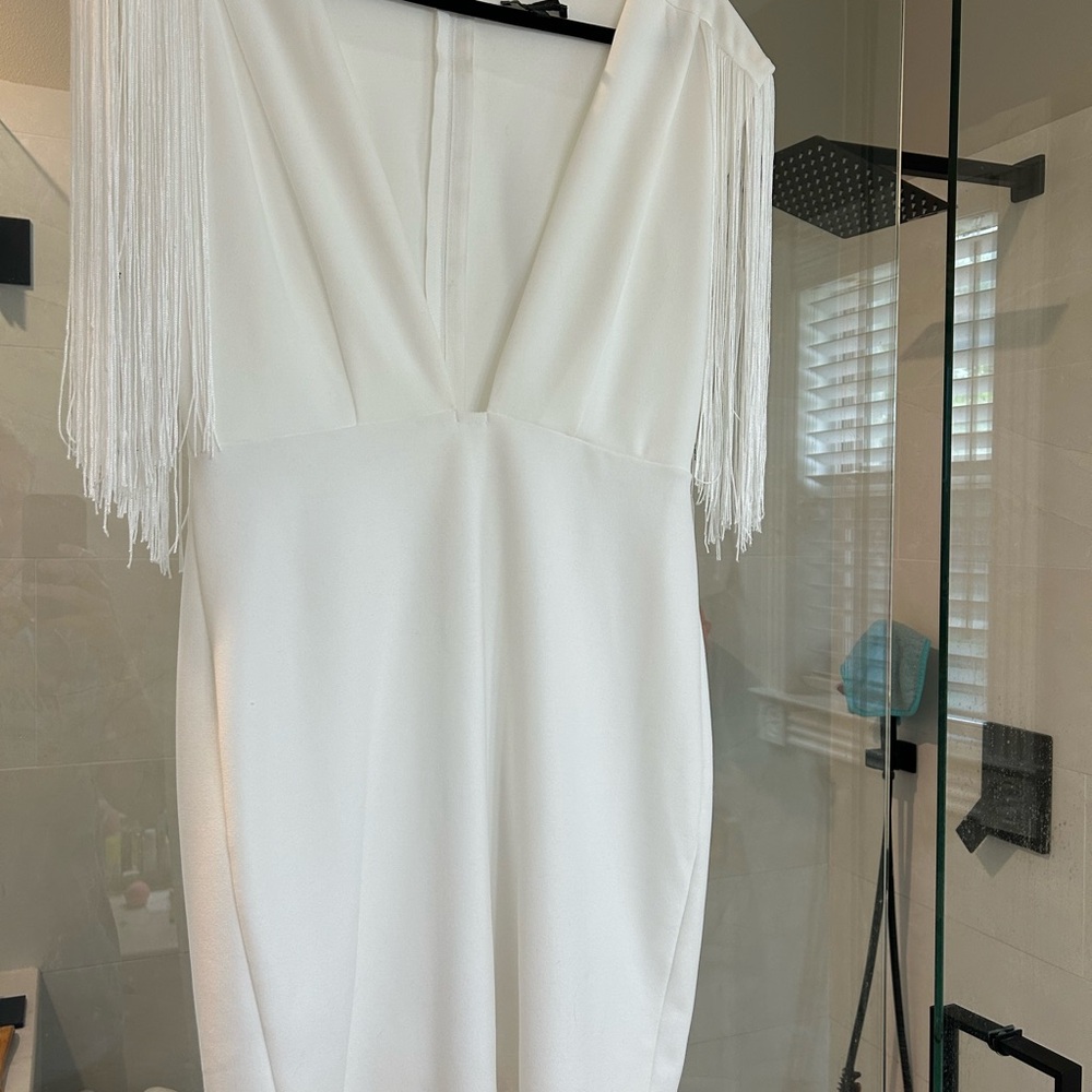 White Fringe Dress